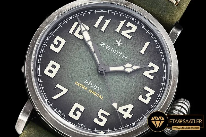 Zenith Type 20 Pilot Extra Special Yeşil Kadran Yeşil Kordon ETA